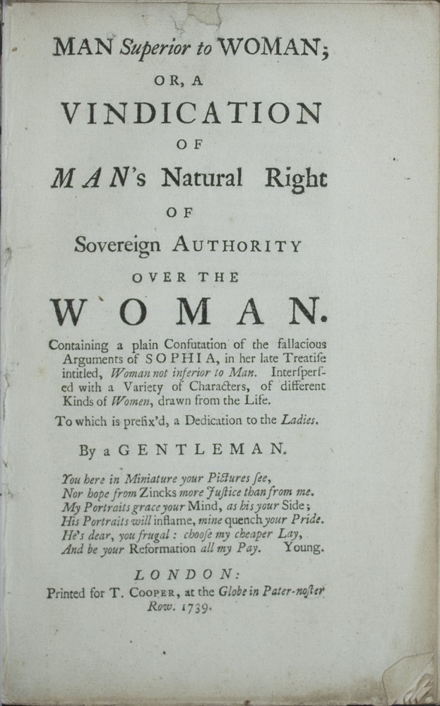 Title page of Man Superior to Woman